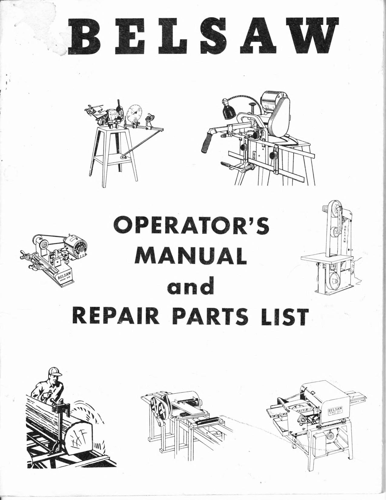 Belsaw 10552, 10553, 10293 Sharp-All Operator's Manual and Repair 